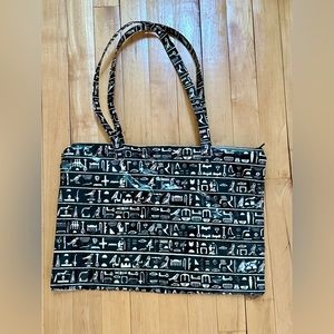 Egyptian Hieroglyphics Patterned Zipper Tote